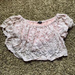 Pink floral cropped top
